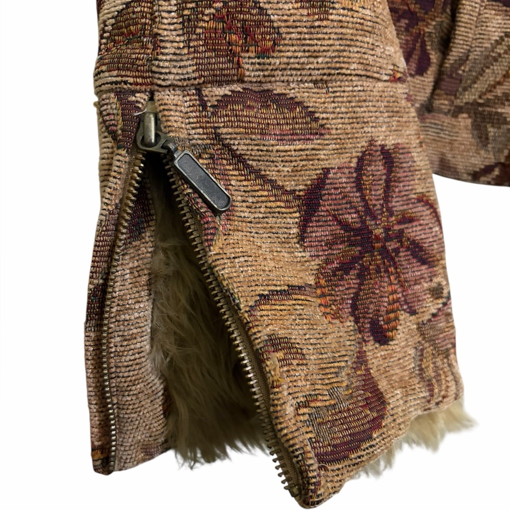 Penny Lane Tapestry Faux Fur Trim SZ S Y2K Boho Western Festival Streetwear VTG - Picture 6 of 12